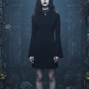 Susana Monaco "Izzie" Black Bell Sleeved Dress